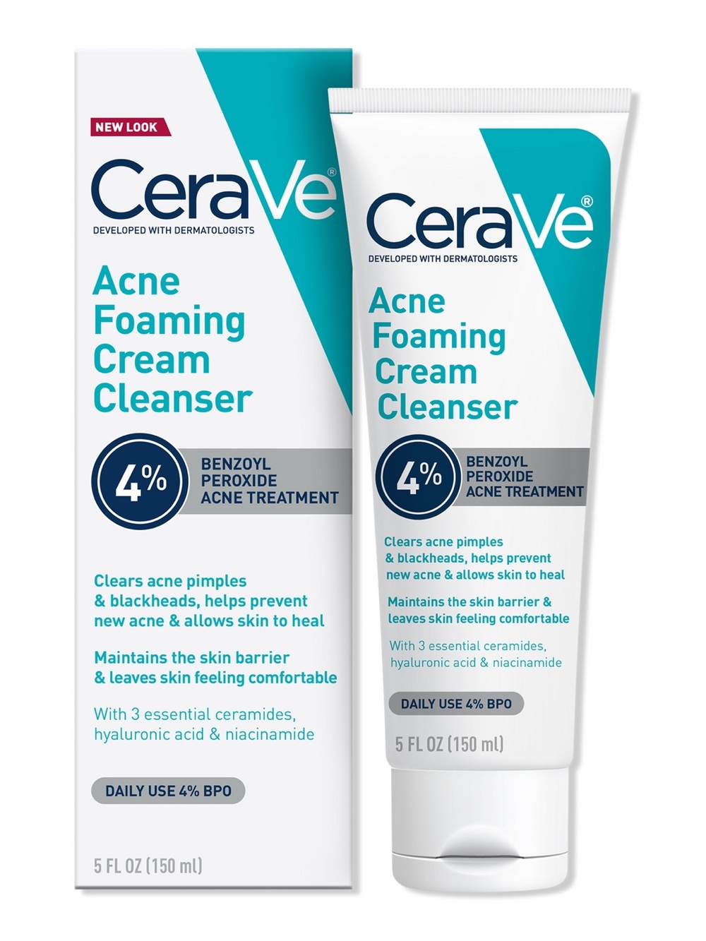 CERAVE Acne Foaming Cream Cleanser 4% Benzoyl Peroxide No Box
